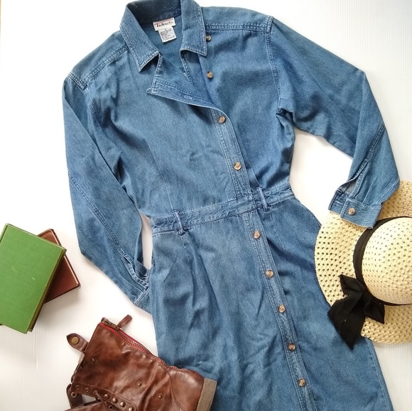 Vintage Dresses & Skirts - Vintage Talbots • button front long denim dress